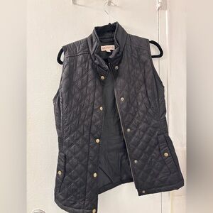Merona Black Quilted Snap-Front Vest